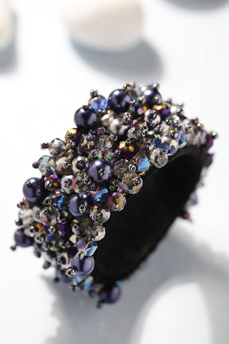 Buy_Bijoux By Priya Chandna_Purple Crystals, Glitter Midnight Sparkle Bracelet _Online_at_Aza_Fashions