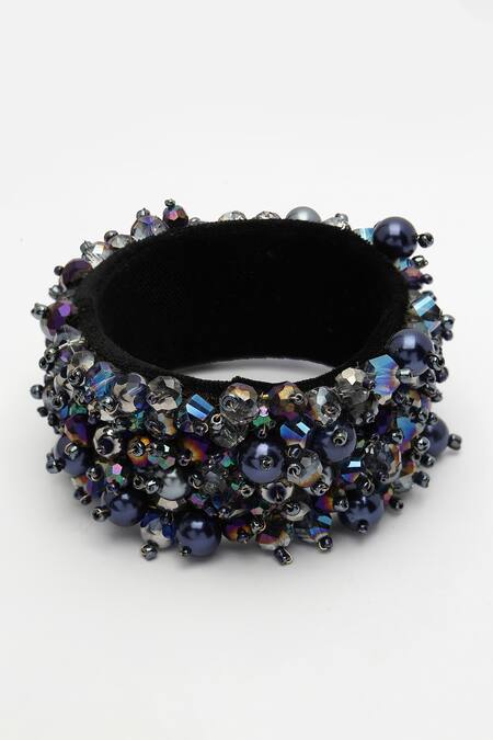 Shop_Bijoux By Priya Chandna_Purple Crystals, Glitter Midnight Sparkle Bracelet _Online_at_Aza_Fashions