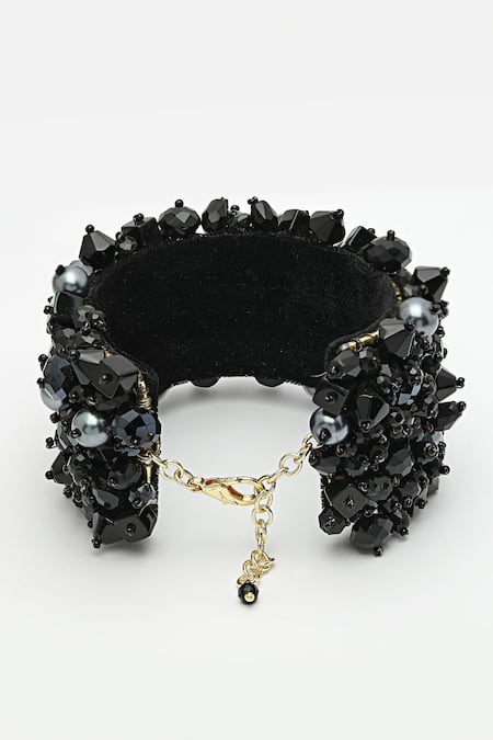 Bijoux By Priya Chandna Black Crystals, Glitter Mystic Cuff Bracelet Online at Aza Fashions Bijoux By Priya Chandna_Black Crystals, Glitter Mystic Cuff Bracelet _Online_at_Aza_Fashions
