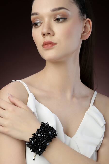 Buy Bijoux By Priya Chandna Black Crystals, Glitter Mystic Cuff Bracelet Online at Aza Fashions Buy_Bijoux By Priya Chandna_Black Crystals, Glitter Mystic Cuff Bracelet _Online_at_Aza_Fashions