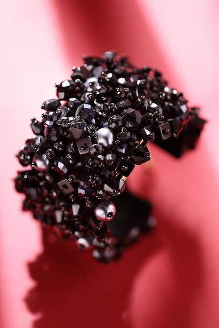 Bijoux By Priya Chandna Black Crystals, Glitter Mystic Cuff Bracelet at Aza Fashions Bijoux By Priya Chandna_Black Crystals, Glitter Mystic Cuff Bracelet _at_Aza_Fashions
