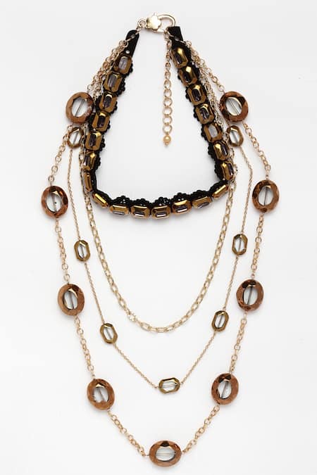 Bijoux By Priya Chandna_Brown Multi Layered Long Necklace _Online_at_Aza_Fashions
