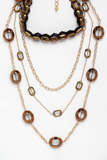 Buy_Bijoux By Priya Chandna_Brown Multi Layered Long Necklace _Online_at_Aza_Fashions