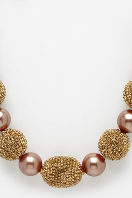 Buy Bijoux By Priya Chandna Gold Plated Pearl Embellished Necklace Online at Aza Fashions Buy_Bijoux By Priya Chandna_Gold Plated Pearl Embellished Necklace _Online_at_Aza_Fashions