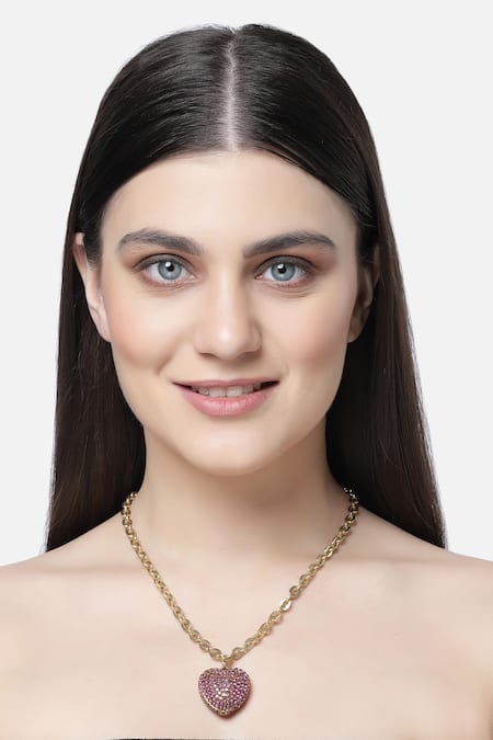 Bijoux By Priya Chandna Crystal Embellished Pendant Necklace 