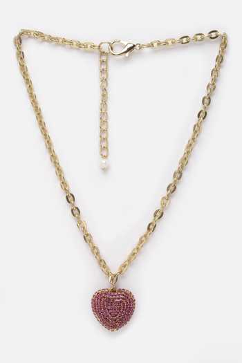 Shop Bijoux By Priya Chandna Fuchsia Crystal Embellished Pendant Necklace at Aza Fashions Shop_Bijoux By Priya Chandna_Fuchsia Crystal Embellished Pendant Necklace _at_Aza_Fashions