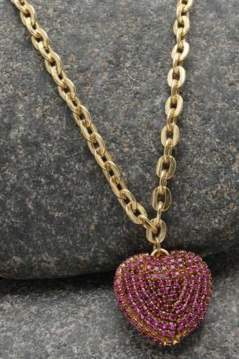 Bijoux By Priya Chandna Fuchsia Crystal Embellished Pendant Necklace Online at Aza Fashions Bijoux By Priya Chandna_Fuchsia Crystal Embellished Pendant Necklace _Online_at_Aza_Fashions