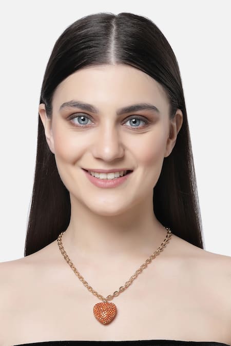 Bijoux By Priya Chandna Crystal Studded Pendant Necklace 