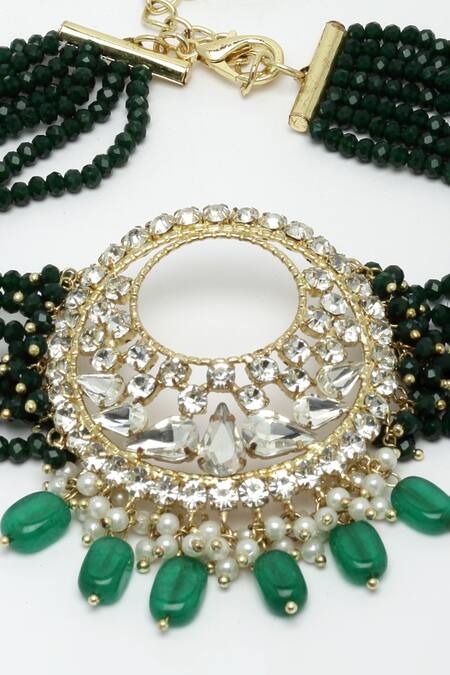 Buy Bijoux By Priya Chandna Green Stone Embellished Pendant Choker Online at Aza Fashions Buy_Bijoux By Priya Chandna_Green Stone Embellished Pendant Choker _Online_at_Aza_Fashions