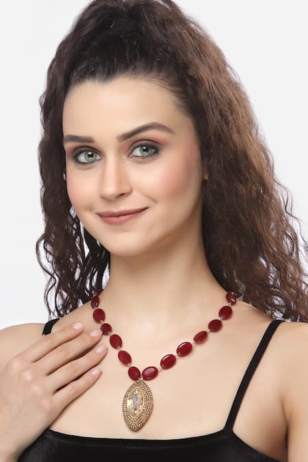 Bijoux By Priya Chandna Stone Embellished Pendant Necklace 