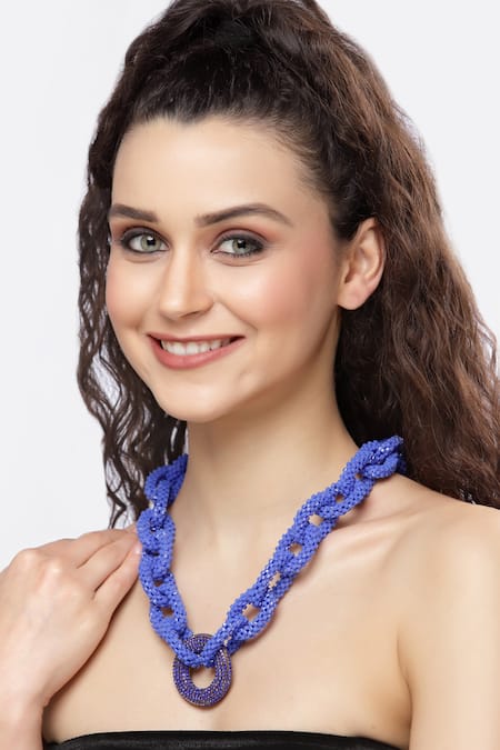 Bijoux By Priya Chandna Crystal Embellished Link Necklace 