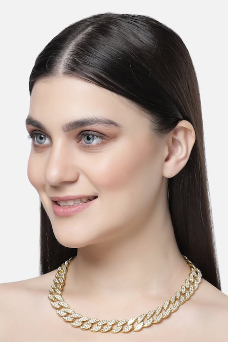 Bijoux By Priya Chandna Cuban Crystal Embellished Link Chain 