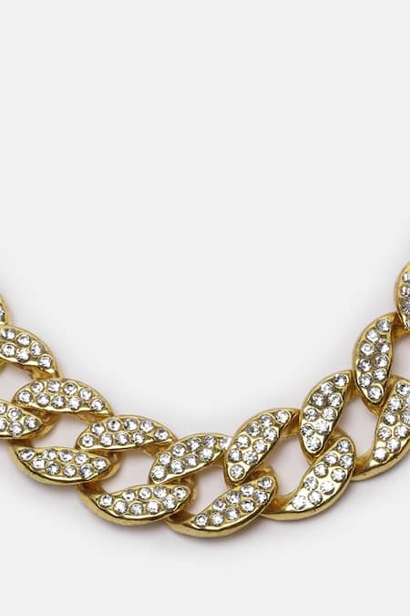 Buy_Bijoux By Priya Chandna_Gold Plated Cuban Crystal Embellished Link Chain _Online_at_Aza_Fashions