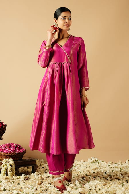 Tangerine Tiger Gathered Yoke Kurta With Pant 