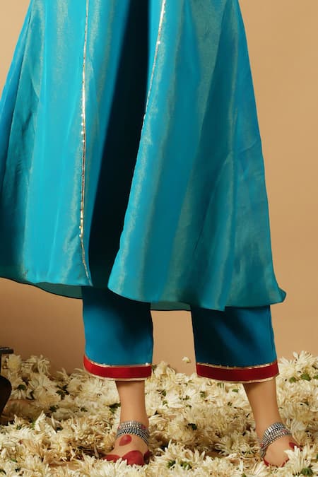 Buy Tangerine By Asfa Blue Tissue Sequins, Patchwork, Embroidery Split Patch Work Kurta With Pant Online at Aza Fashions Buy_Tangerine By Asfa_Blue Tissue Sequins, Patchwork, Embroidery Split Patch Work Kurta With Pant_Online_at_Aza_Fashions