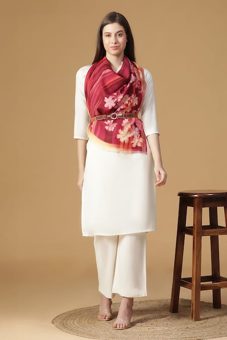 SHINGORA Floral Stripe Print Bicolour Stole-Set of 2 