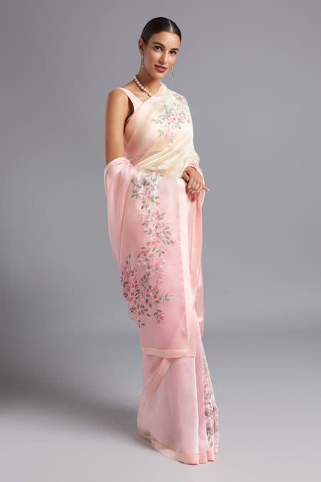Akutee Pink Chanderi Silk Prakriti Ombre Saree With Unstitched Blouse Piece Online at Aza Fashions Akutee_Pink Chanderi Silk Prakriti Ombre Saree With Unstitched Blouse Piece_Online_at_Aza_Fashions