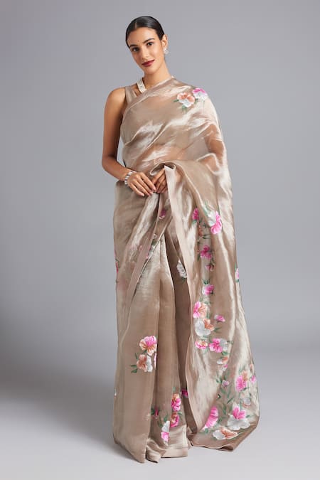 Akutee Rudrani Sequin Embroidered Saree With Unstitched Blouse Piece 