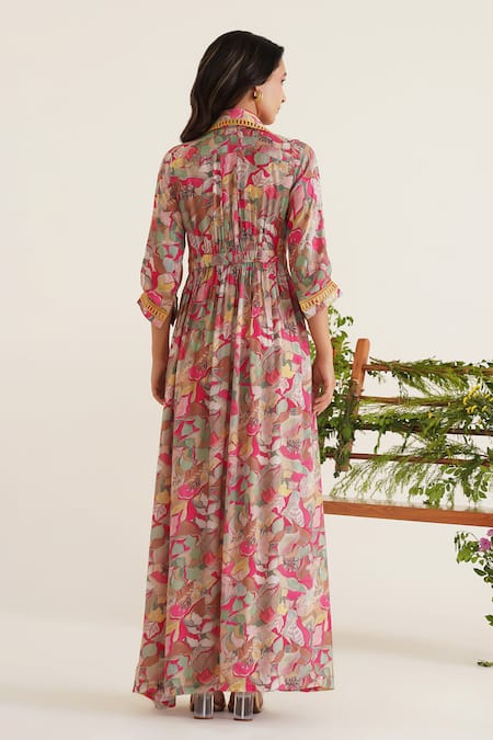 Sunandini Oprah Floral Print Maxi Dress 