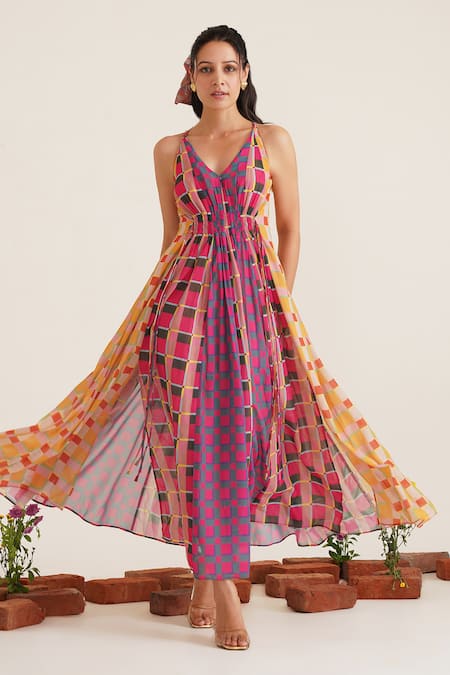 Sunandini Simone Checkered Print Dress 