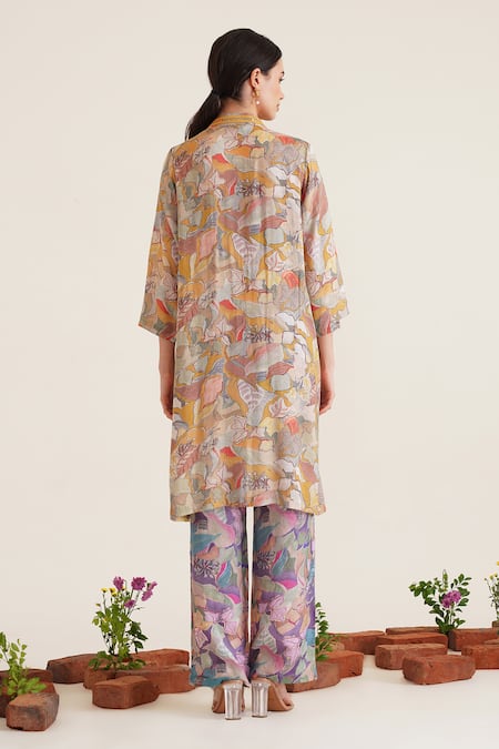 Sunandini Zora Printed Lace Work Jacket Pant Set 