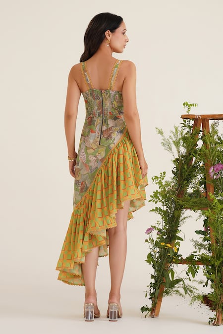 Sunandini Cleopatra Printed Asymmetric Dress 