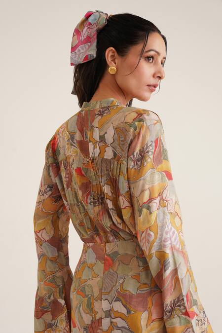 Sunandini Yellow Cotton Embroidery, Lace Emily Printed Pintuck Blouse With Mini Skirt Online at Aza Fashions Sunandini_Yellow Cotton Embroidery, Lace Emily Printed Pintuck Blouse With Mini Skirt _Online_at_Aza_Fashions