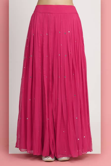 Bha Sha_Magenta Georgette Embroidery, Aaradhya Kaftan Style Cape And Lehenga Set _Online_at_Aza_Fashions