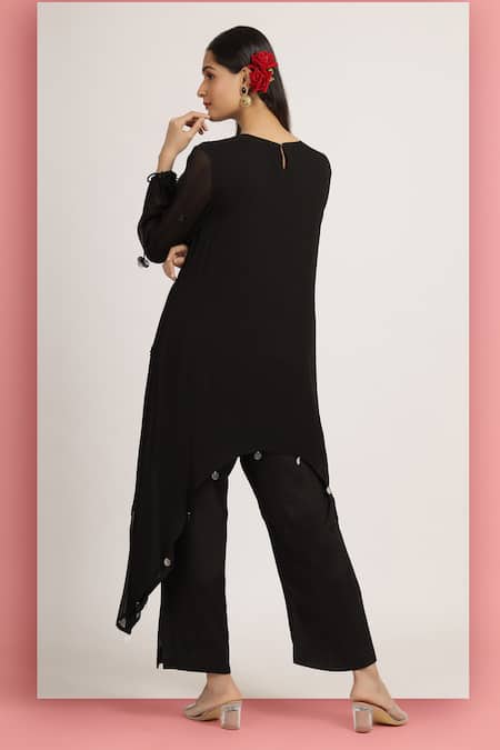 Bha Sha Archana Floral Embroidered A-Line Tunic With Pant 