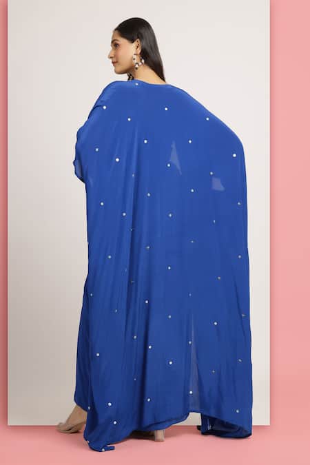 Bha Sha Bahar Embroidered Kaftan Style Cape & Draped Skirt Set 