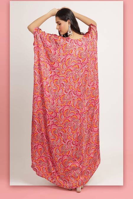 Bha Sha Bella Tamarind Printed Kaftan Style Cape & Draped Skirt Set 