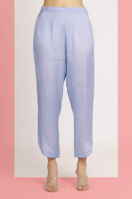 Bha Sha_Purple Modal, Silk Embroidery V-neck Devyani Resham Tunic With Pant _Online_at_Aza_Fashions