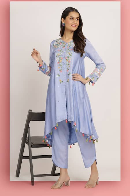 Bha sha Devyani Resham Embroidered Tunic With Pant 