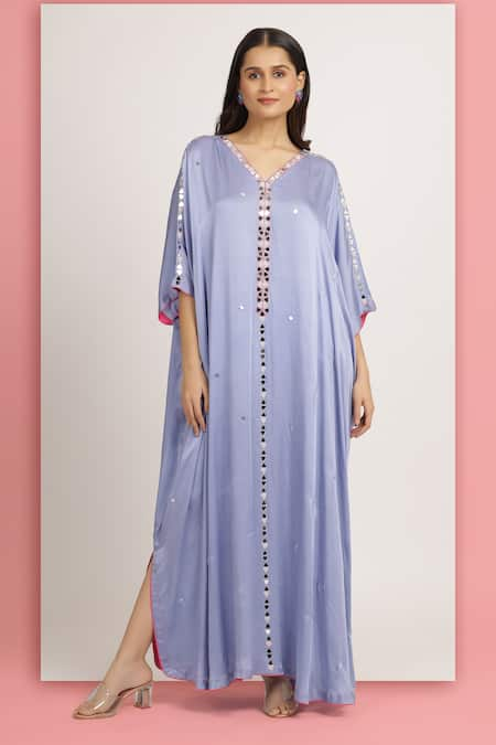 Bha sha Gayatri Mirror Embroidered Side Slit Kaftan 