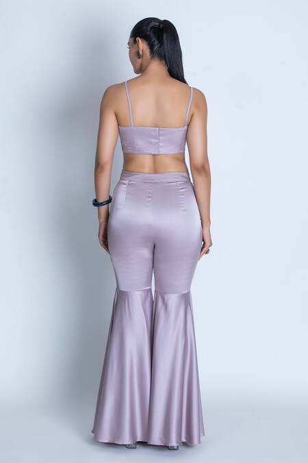 Shop_Oru Pret_Purple Satin Solid Sweetheart Bustier With Sharara _at_Aza_Fashions