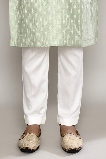 Arihant Rai Sinha_Green Chanderi Lace Flora Vine Woven Kurta _Online_at_Aza_Fashions