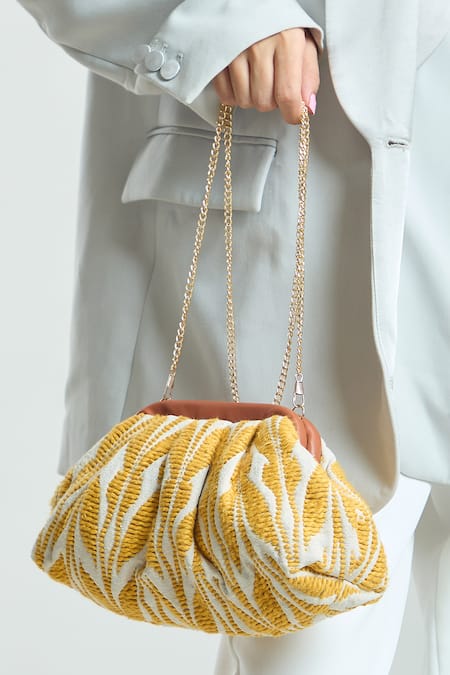 Boxwish By Bhumika Woven Tribal Foliage Clutch Bag 