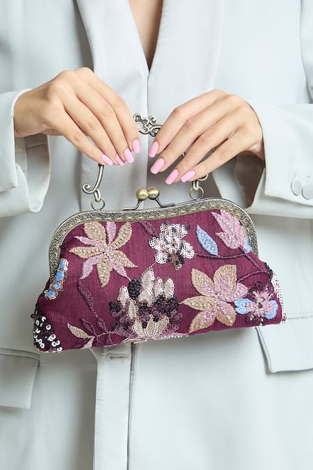 Boxwish By Bhumika Floret Sequin Embroidered Clutch Bag 
