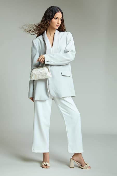 Boxwish By Bhumika_White Cut Work, Pearls Mermaid Misty Embellished Clutch Bag _Online_at_Aza_Fashions