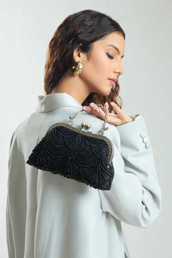 Buy Boxwish By Bhumika Black Cut Work, Pearls Mermaid Embellished Clutch Bag Online at Aza Fashions Buy_Boxwish By Bhumika_Black Cut Work, Pearls Mermaid Embellished Clutch Bag _Online_at_Aza_Fashions