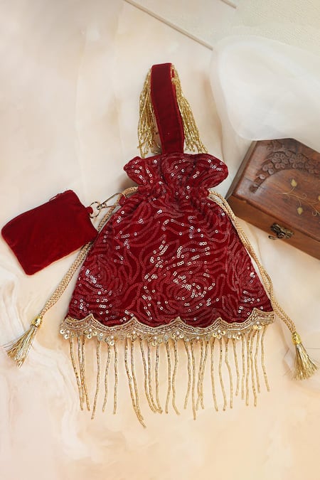 Soho Boho Studio By Aarti Thakur Velvet Sequin Embellished Potli 