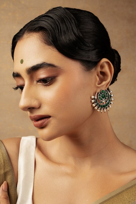 Curio Cottage Gypsy Evergreen Chandbali Earrings 