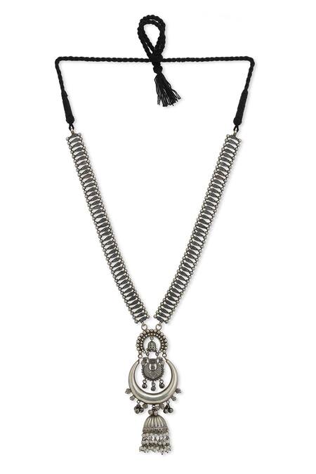 Curio Cottage Silver Plated The Gypsy Sacred Moon Necklace Online at Aza Fashions Curio Cottage_Silver Plated The Gypsy Sacred Moon Necklace_Online_at_Aza_Fashions