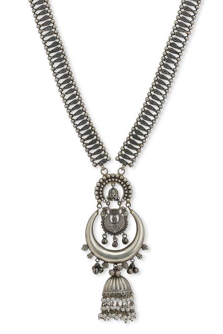 Buy Curio Cottage Silver Plated The Gypsy Sacred Moon Necklace Online at Aza Fashions Buy_Curio Cottage_Silver Plated The Gypsy Sacred Moon Necklace_Online_at_Aza_Fashions