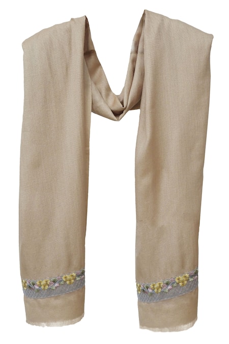 Pashma Floral Line Embroidered Scarf 