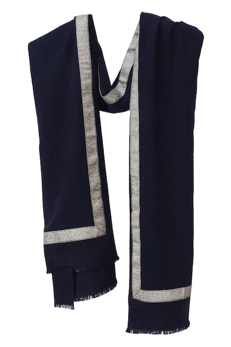 Pashma Silk Cashmere Border Scarf 
