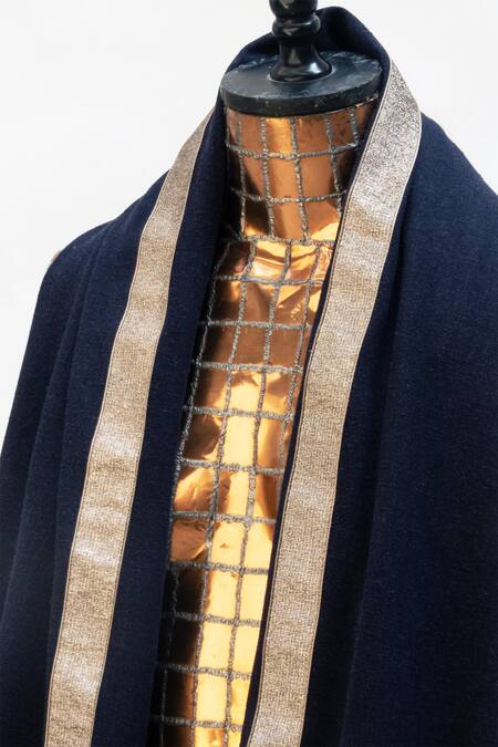 Shop_Pashma_Blue Silk Cashmere Border Scarf _Online_at_Aza_Fashions