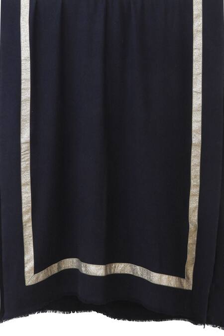 Buy_Pashma_Blue Silk Cashmere Border Scarf 