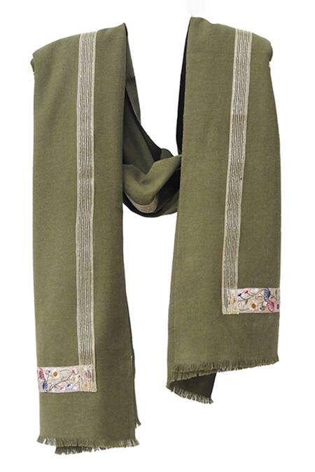 Pashma Floral Thread & Sequin Embroidered Scarf 