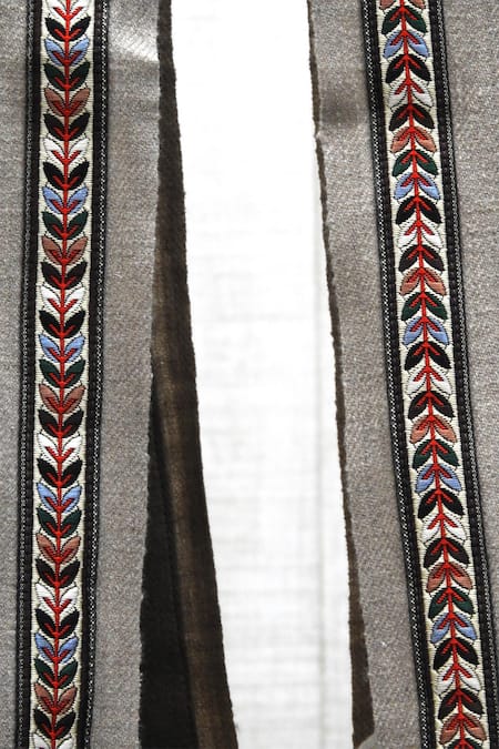 Shop Pashma Brown Thread Lace Embroidered Scarf Online at Aza Fashions Shop_Pashma_Brown Thread Lace Embroidered Scarf _Online_at_Aza_Fashions